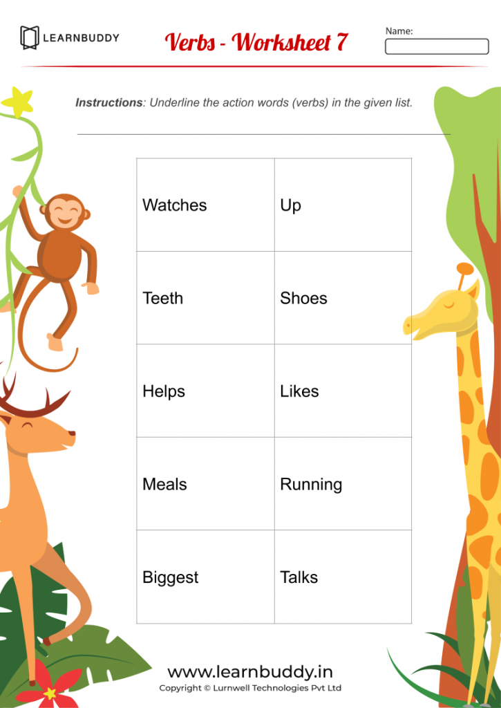 English worksheets for Class 1 (Nouns, Verbs, Pronouns ...