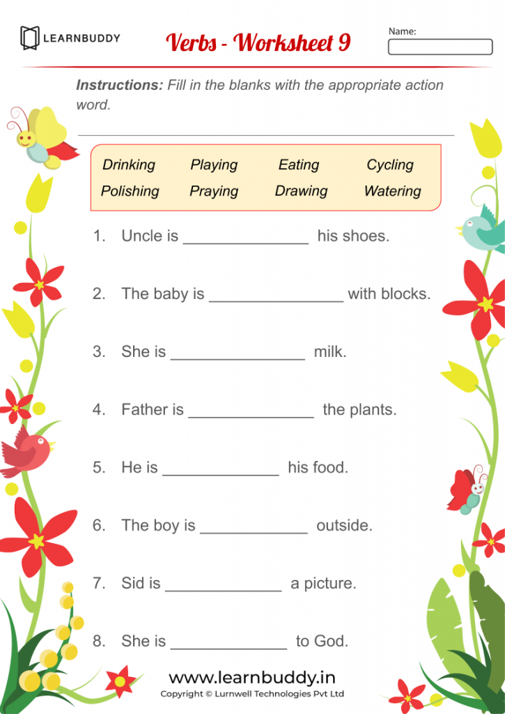 English worksheets for Class 1 (Nouns, Verbs, Pronouns) – Learnbuddy.in