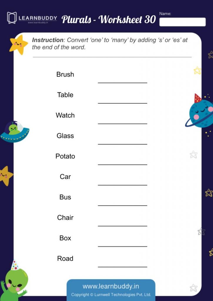 Plurals Practice Worksheets For Class 1 Learnbuddy In